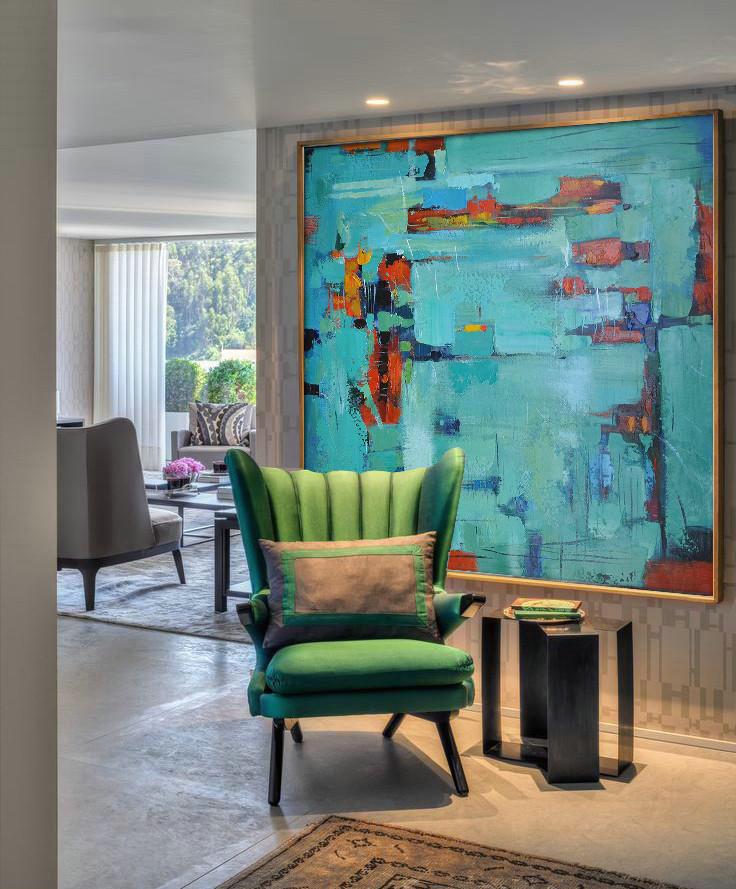 Large Abstract Painting On Canvas,Oversized Contemporary Art,Large Contemporary Art Canvas Painting,Green,Blue,Red.etc